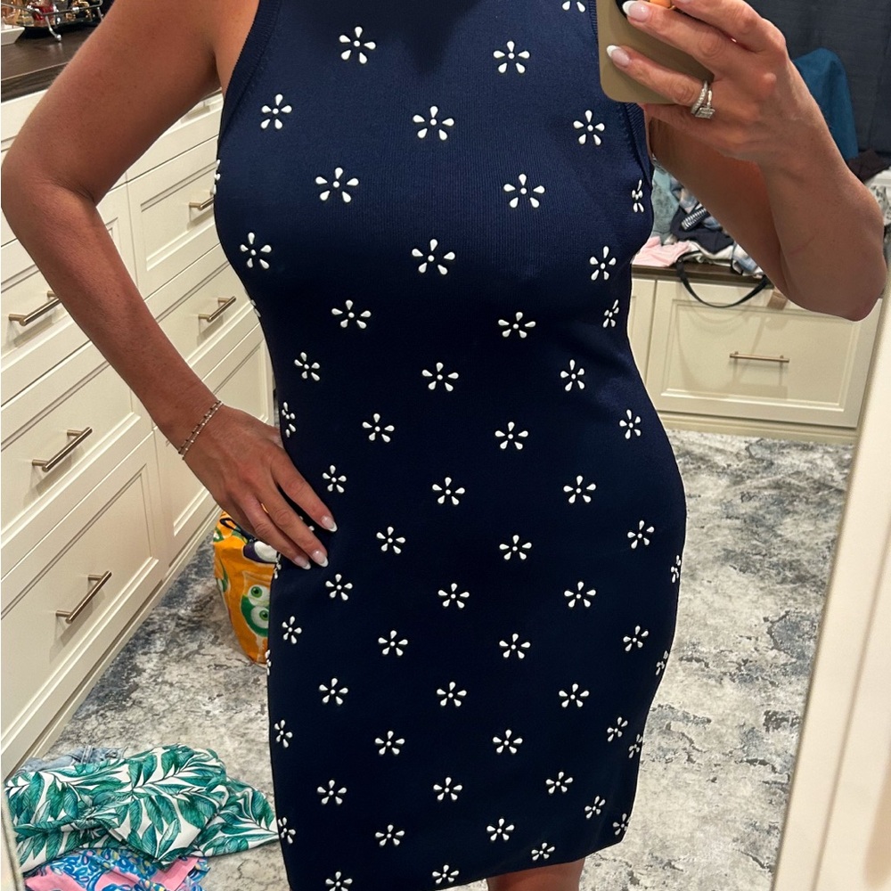 Michael by Michael Kors Navy Blue beaded floral Dress